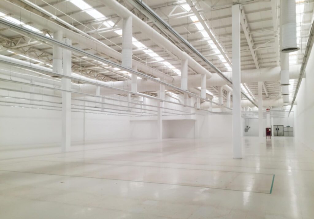 newly painted warehouse interior