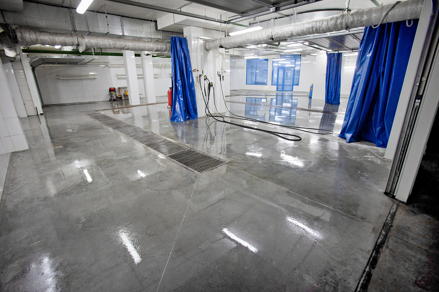 garage with epoxy flooring
