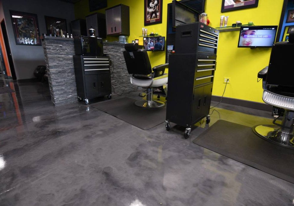 barber shop with epoxy flooring